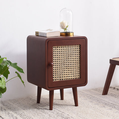 Wood and rattan cabinet