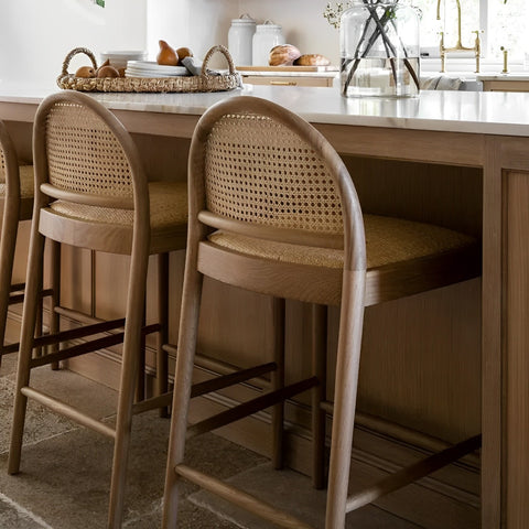 Rattan bar chairs in kitchen