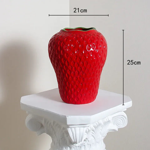 Strawberry vase with dimensions