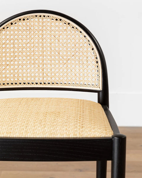 Black rattan chair detailing