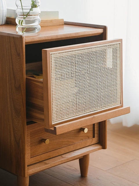 Wooden bedside table with drawer