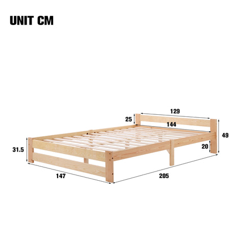 Wooden bed frame with dimensions