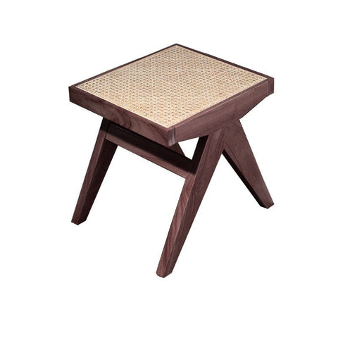 Oakley stool with woven rattan details.