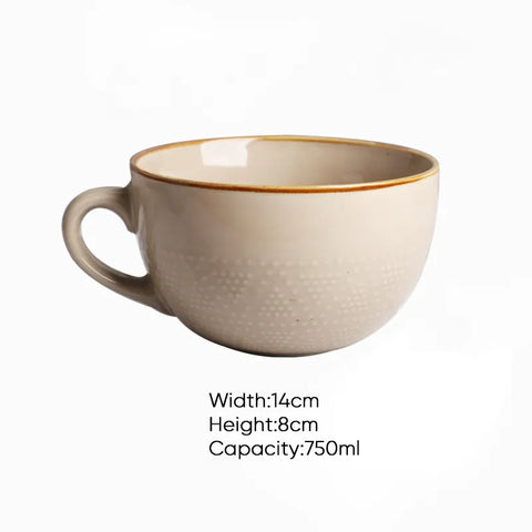 Beige mug with dimensions