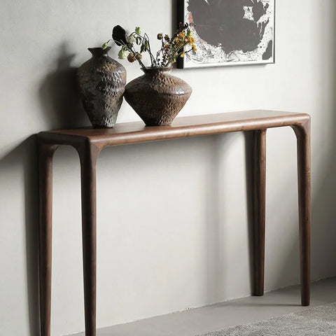 Wooden sideboard in hallway