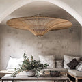 Rattan chandelier in living room