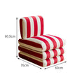 Red striped chair with dimensions