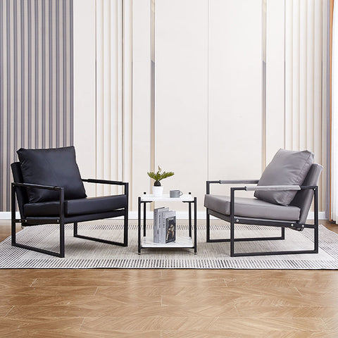 Two iron frame padded chairs