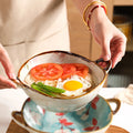 Patterned bowl with food