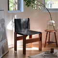 Wood and leather chair in living room