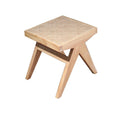 Oakley stool with woven rattan details.