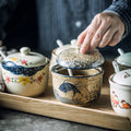 Ceramic dishes on tray