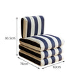 Blue striped chair with dimensions