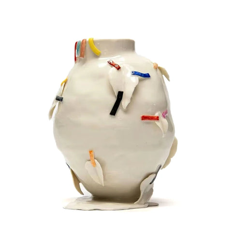 Ceramic vase with colourful detail