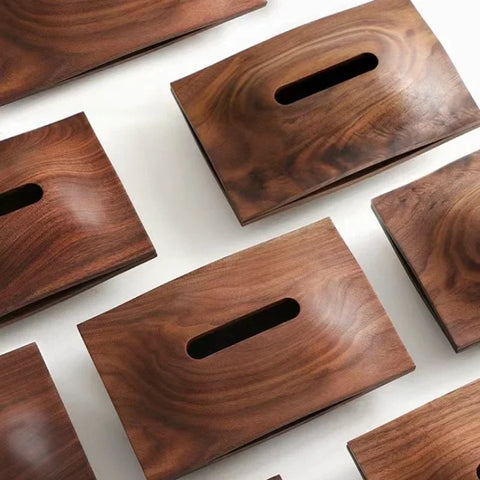 Wooden tissue boxes on table