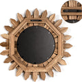 Back of flower shaped wooden mirror 