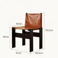 Wood and leather chair with dimensions