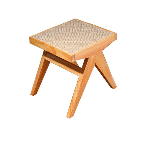 Oakley stool with woven rattan details.