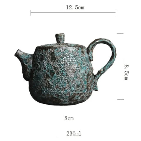 Textured teapot with dimensions