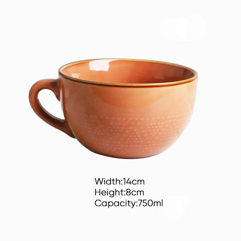 Orange mug with dimensions