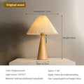 Wooden lamp with pleated lampshade with dimensions