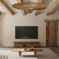 Rattan chandelier in living room