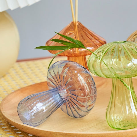 Mushroom vases on table