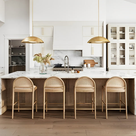 Rattan bar chairs in kitchen