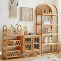 Rattan storage shelves with matching furniture