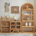 Rattan storage shelves with matching furniture