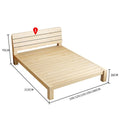 Wooden bed frame with dimensions.