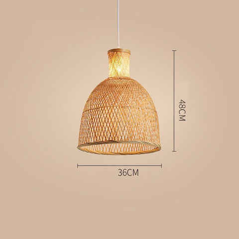 Bamboo chandelier with dimensions.