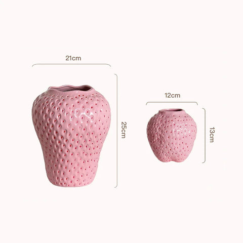 Strawberry vases with dimensions