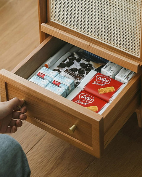 Wooden bedside table with drawer