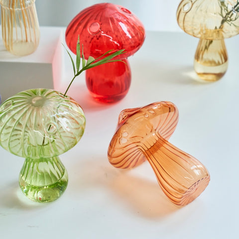 Mushroom vases on table