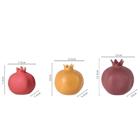 Pomegranate shape vases with dimensions