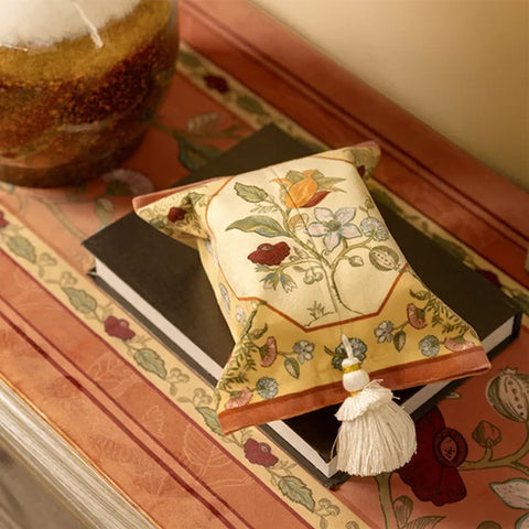 Woven tissue box on table