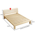 Wooden bed frame with dimensions.