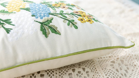 Close up of embroidered pillow