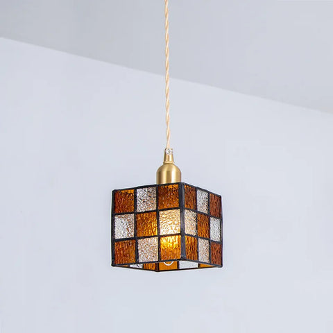 Brown squares hanging pendant lights