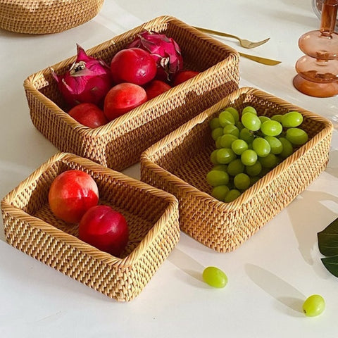 Wicker baskets filled with fruit