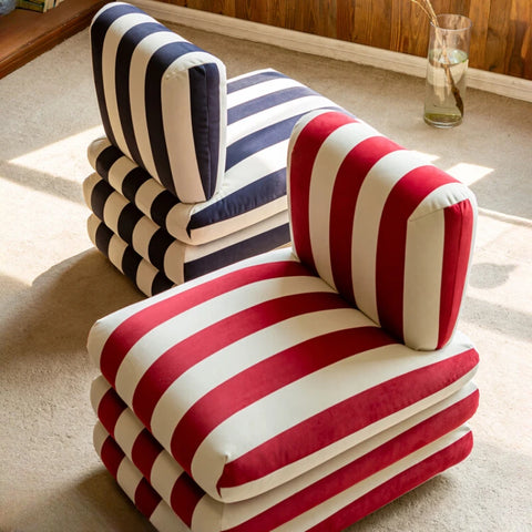 Blue and red striped chairs