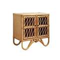 A wicker storage cupboard with dimensions