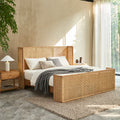 Rattan bed frame and bedside table