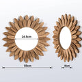 Flower shaped wooden mirror with dimensions