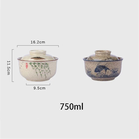 Ramen bowl with lid with dimensions