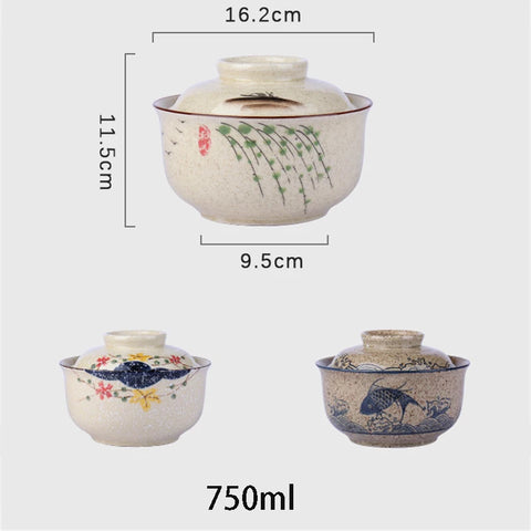 Ramen bowl with lid with dimensions