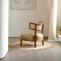 Wood and rattan, padded chair.