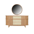 Tan cabinet with matching mirror