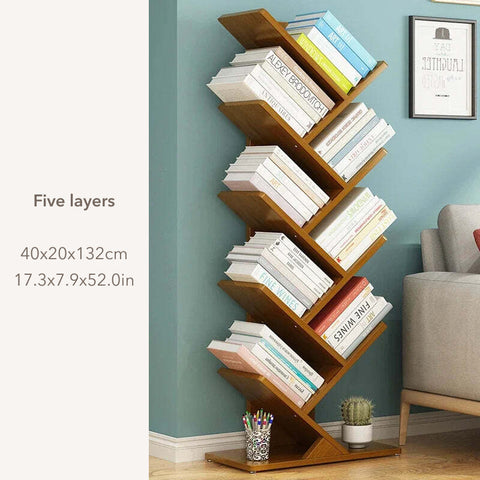 Wooden bookcase with 5 layers in living room